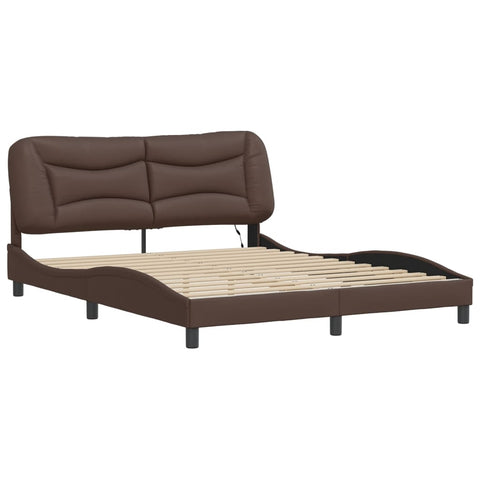 vidaXL Bed Frame with LED without Mattress "Hvar" Brown 160x200 cm