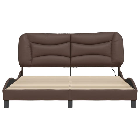 vidaXL Bed Frame with LED without Mattress "Hvar" Brown 160x200 cm