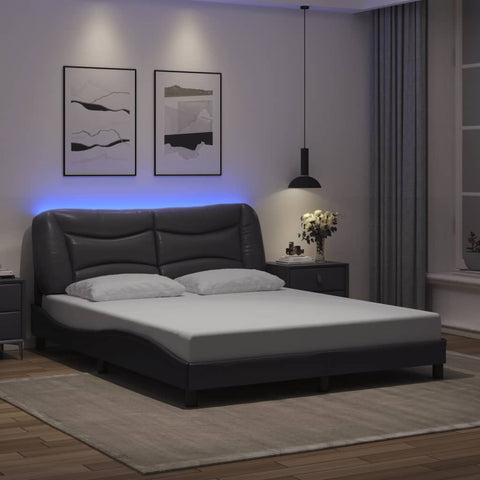 vidaXL Bed Frame with LED without Mattress Grey 160x200 cm