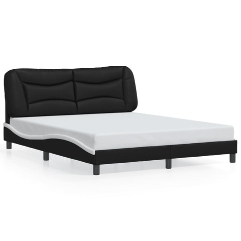 vidaXL Bed Frame with LED without Mattress "Hvar" Black and White 160x200 cm