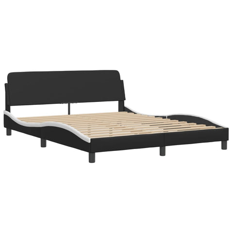 vidaXL Bed Frame with LED without Mattress "Hvar" Black and White 160x200 cm