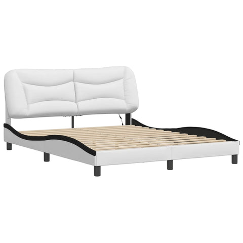 vidaXL Bed Frame with LED without Mattress White and Black 160x200 cm