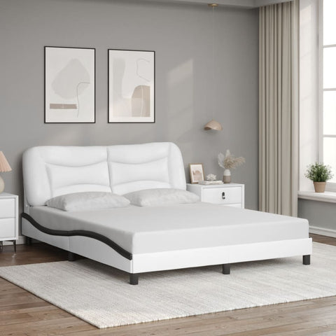 vidaXL Bed Frame with LED without Mattress White and Black 160x200 cm