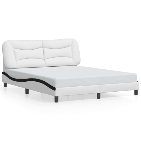 vidaXL Bed Frame with LED without Mattress White and Black 160x200 cm