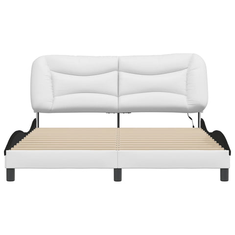 vidaXL Bed Frame with LED without Mattress White and Black 160x200 cm