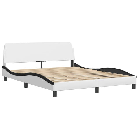vidaXL Bed Frame with LED without Mattress White and Black 160x200 cm