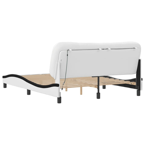 vidaXL Bed Frame with LED without Mattress White and Black 160x200 cm