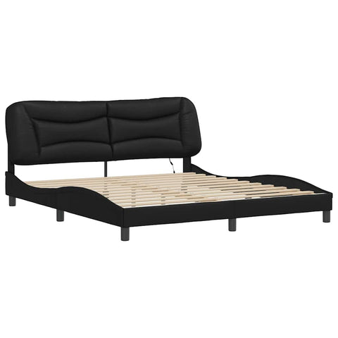 vidaXL Bed Frame with LED without Mattress "Hvar" Black 180x200 cm Super King