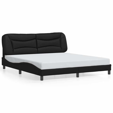 vidaXL Bed Frame with LED without Mattress "Hvar" Black 180x200 cm Super King