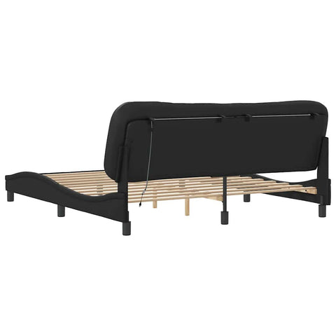 vidaXL Bed Frame with LED without Mattress "Hvar" Black 180x200 cm Super King