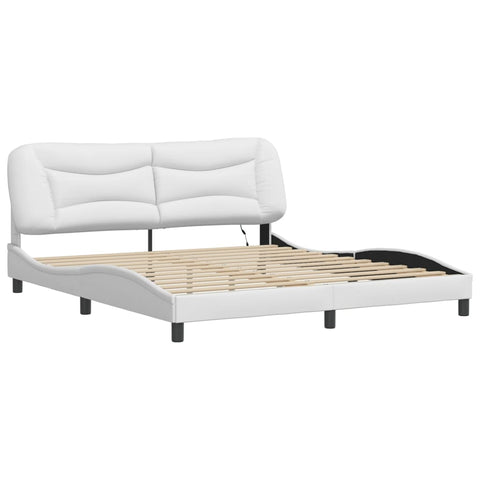 vidaXL Bed Frame with LED without Mattress "Hvar" White 180x200 cm Super King