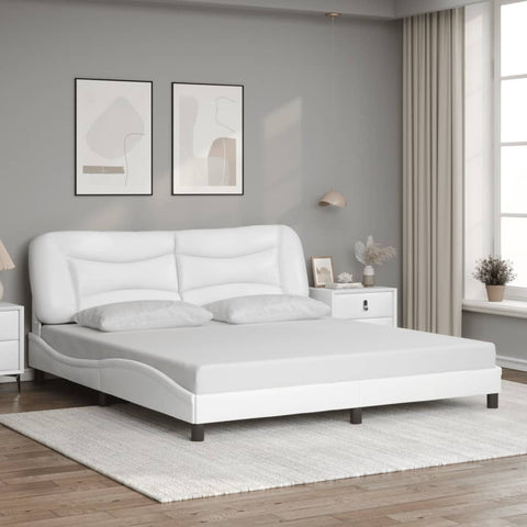 vidaXL Bed Frame with LED without Mattress "Hvar" White 180x200 cm Super King