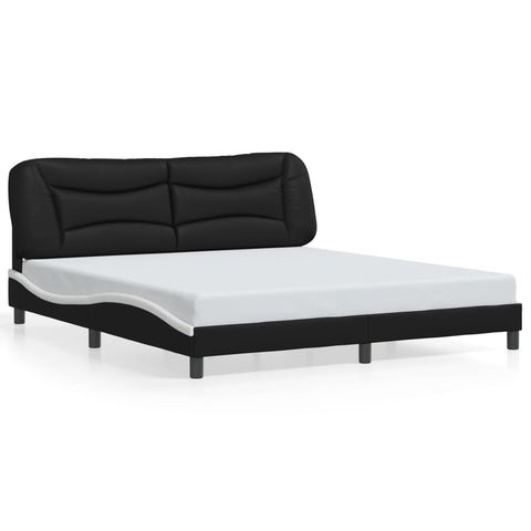 vidaXL Bed Frame with LED without Mattress "Hvar" Black and White 180x200 cm Super King"