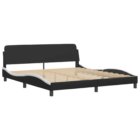 vidaXL Bed Frame with LED without Mattress "Hvar" Black and White 180x200 cm Super King"