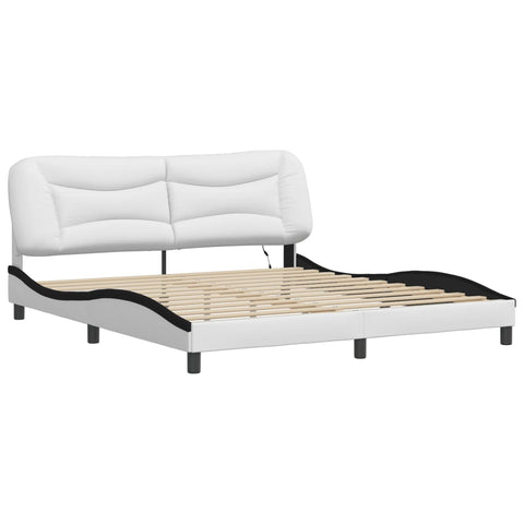 vidaXL Bed Frame with LED without Mattress "Hvar" White and Black 180x200 cm