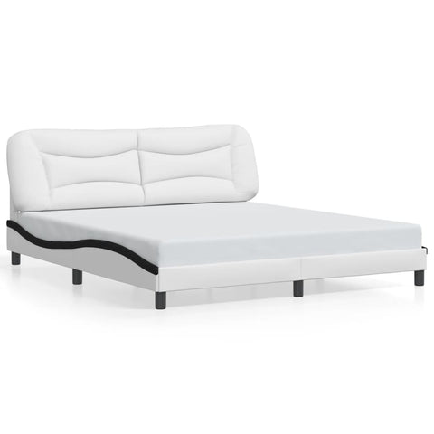 vidaXL Bed Frame with LED without Mattress "Hvar" White and Black 180x200 cm