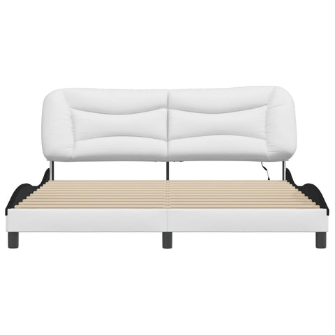 vidaXL Bed Frame with LED without Mattress "Hvar" White and Black 180x200 cm