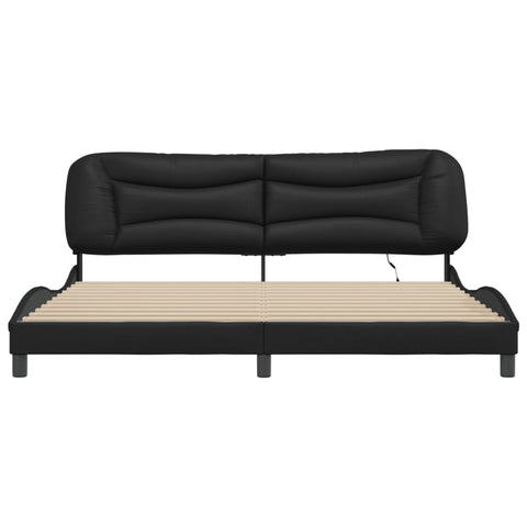 vidaXL Bed Frame with LED without Mattress "Hvar" Black 200x200 cm