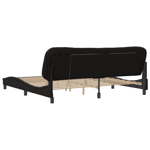 vidaXL Bed Frame with LED without Mattress "Hvar" Black 200x200 cm