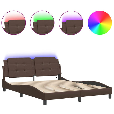 vidaXL Bed Frame with LED without Mattress Brown 160x200 cm