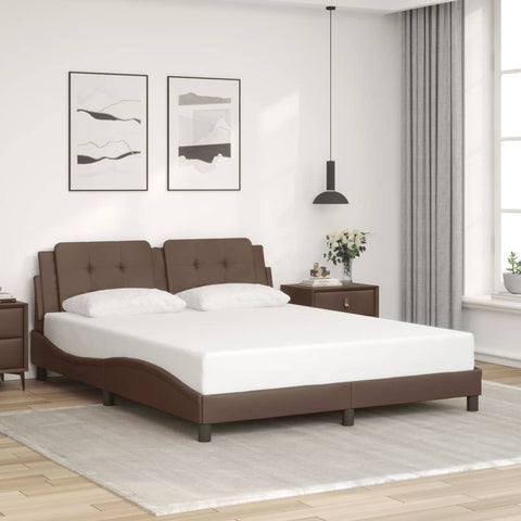 vidaXL Bed Frame with LED without Mattress Brown 160x200 cm