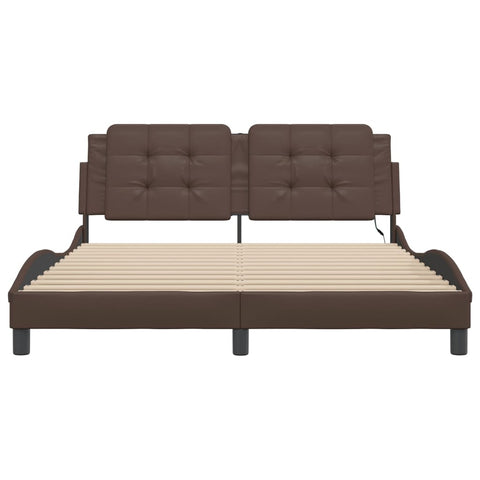 vidaXL Bed Frame with LED without Mattress Brown 160x200 cm