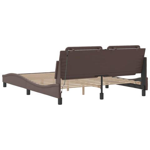 vidaXL Bed Frame with LED without Mattress Brown 160x200 cm
