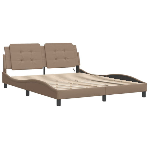 vidaXL Bed Frame with LED without Mattress Cappuccino 160x200 cm