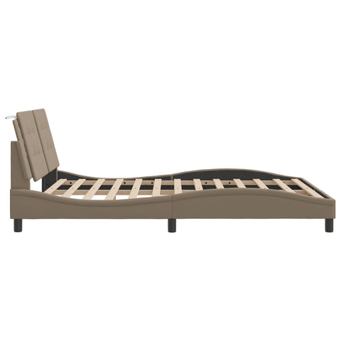 vidaXL Bed Frame with LED without Mattress Cappuccino 160x200 cm