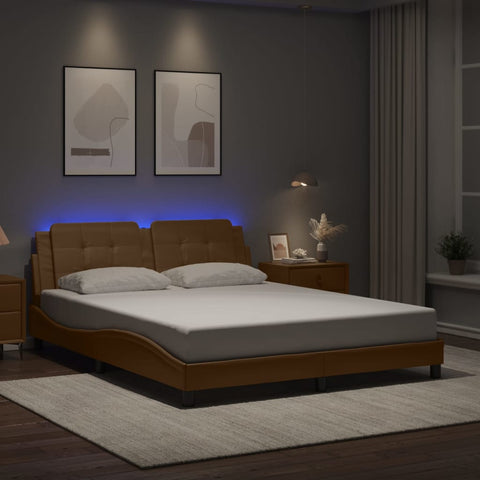 vidaXL Bed Frame with LED without Mattress Cappuccino 160x200 cm
