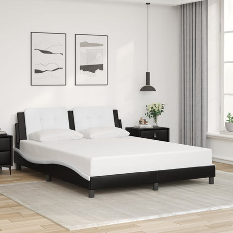 vidaXL Bed Frame with LED without Mattress "Zadar" Black and White 160x200 cm
