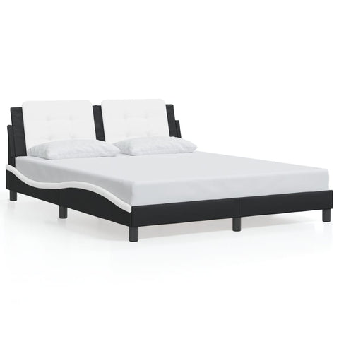 vidaXL Bed Frame with LED without Mattress "Zadar" Black and White 160x200 cm