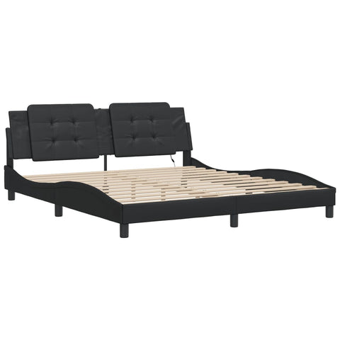 vidaXL Bed Frame with LED without Mattress "Zadar" Black 180x200 cm Super King