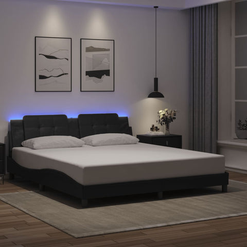 vidaXL Bed Frame with LED without Mattress "Zadar" Black 180x200 cm Super King