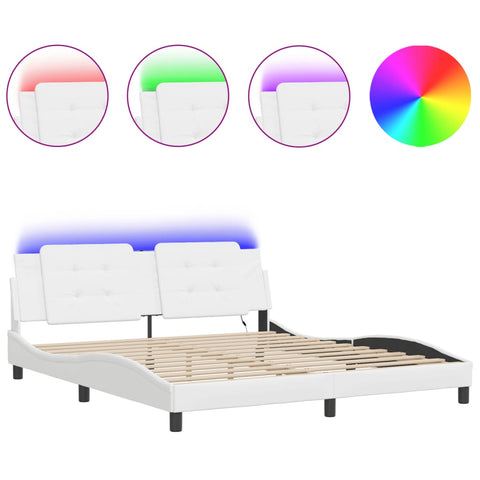 vidaXL Bed Frame with LED without Mattress "Zadar" White 180x200 cm Super King