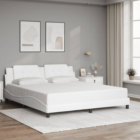 vidaXL Bed Frame with LED without Mattress "Zadar" White 180x200 cm Super King
