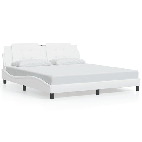 vidaXL Bed Frame with LED without Mattress "Zadar" White 180x200 cm Super King