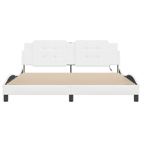vidaXL Bed Frame with LED without Mattress "Zadar" White 180x200 cm Super King