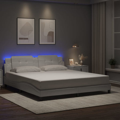 vidaXL Bed Frame with LED without Mattress "Zadar" White 180x200 cm Super King