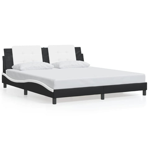 vidaXL Bed Frame with LED without Mattress "Zadar" Black and White 180x200 cm Super King"
