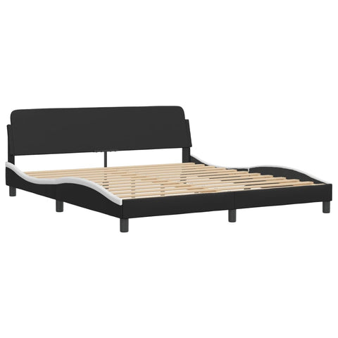 vidaXL Bed Frame with LED without Mattress "Zadar" Black and White 180x200 cm Super King"