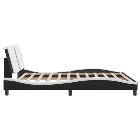 vidaXL Bed Frame with LED without Mattress "Zadar" Black and White 180x200 cm Super King"