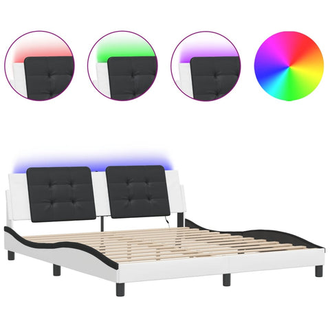 vidaXL Bed Frame with LED without Mattress White and Black 180x200 cm Super King