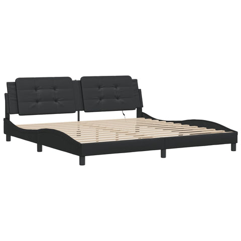 vidaXL Bed Frame with LED without Mattress "Zadar" Black 200x200 cm
