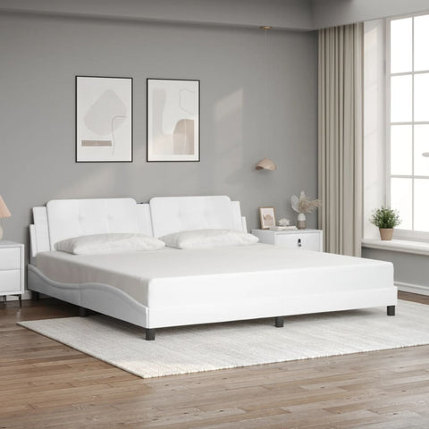 vidaXL Bed Frame with LED without Mattress "Zadar" White 200x200 cm