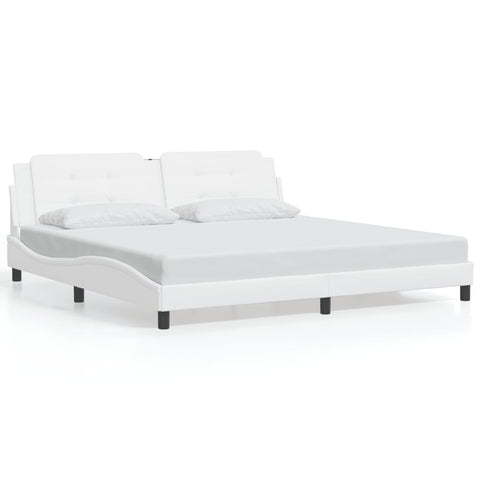 vidaXL Bed Frame with LED without Mattress "Zadar" White 200x200 cm