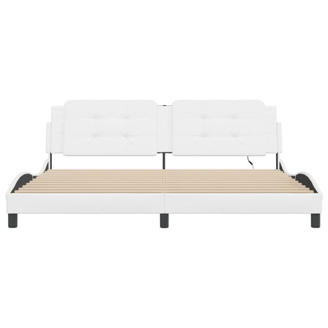 vidaXL Bed Frame with LED without Mattress "Zadar" White 200x200 cm