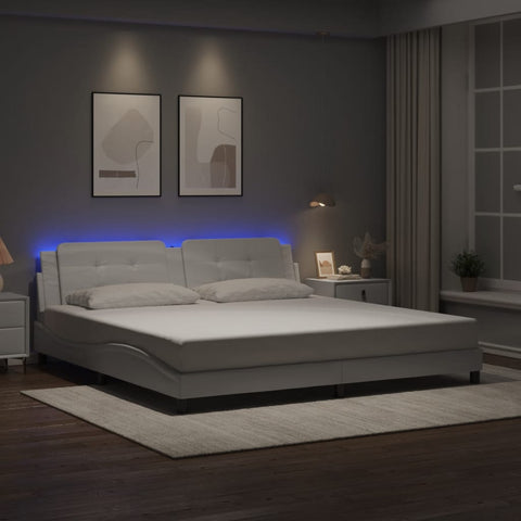 vidaXL Bed Frame with LED without Mattress "Zadar" White 200x200 cm