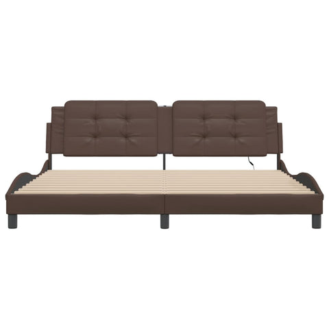 vidaXL Bed Frame with LED without Mattress "Zadar" Brown 200x200 cm