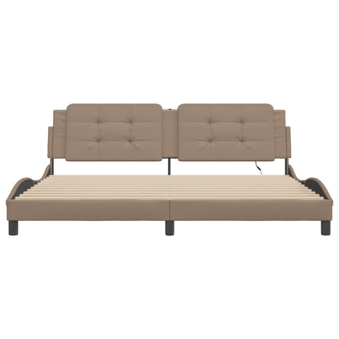 vidaXL Bed Frame with LED without Mattress "Zadar" Cappuccino 200x200 cm